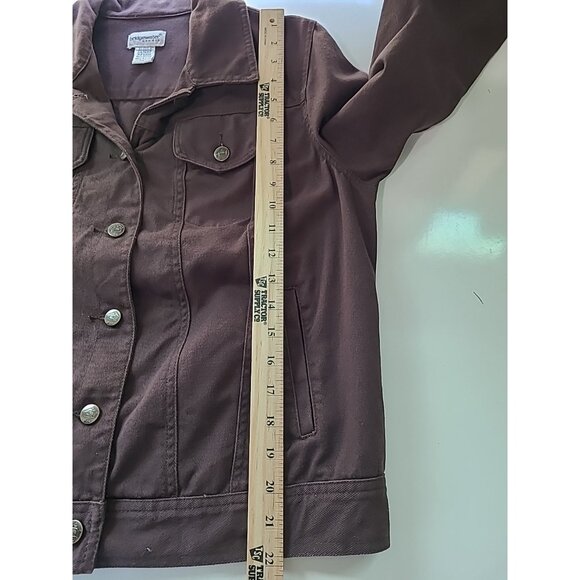 Bridgewater Studio Vintage Denim Jacket Womens 14WP Brown Trucker Pockets - Picture 8 of 10